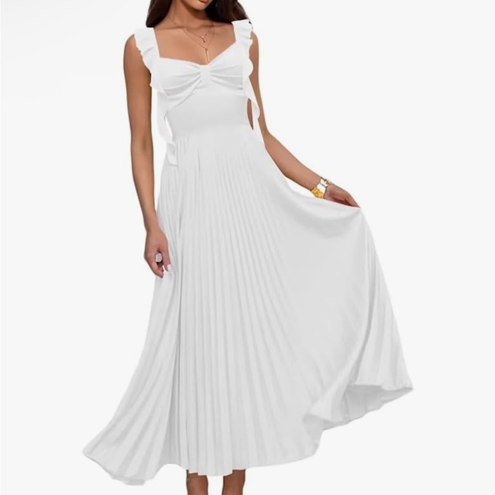 Zoteno Satin Pleated Formal Dress White Corset Back size 2